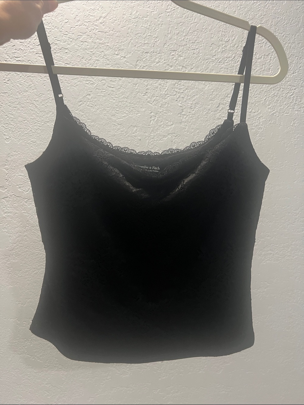 Abercrombie & Fitch Black Lace-Trim Silk-Look Camisole